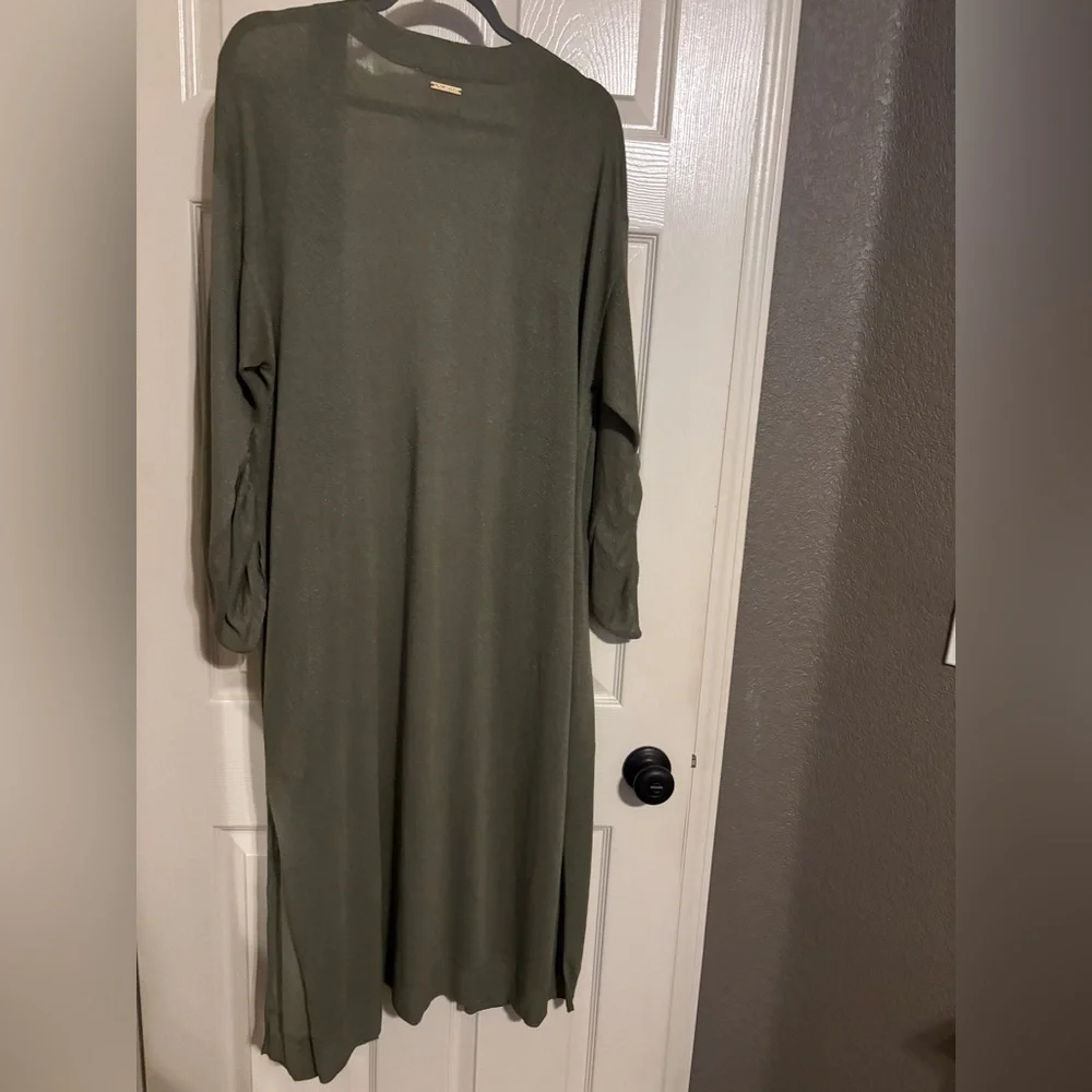 Michael Kors Olive Green Open-Front Cardigan - Picture 3 of 5